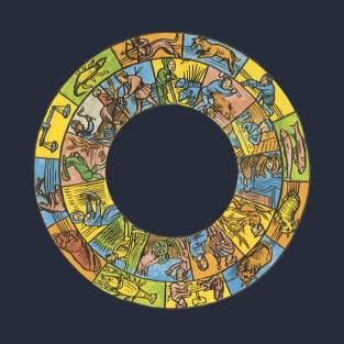 Vintage Celestial, Antique Astrological Zodiac Wheel T-Shirt