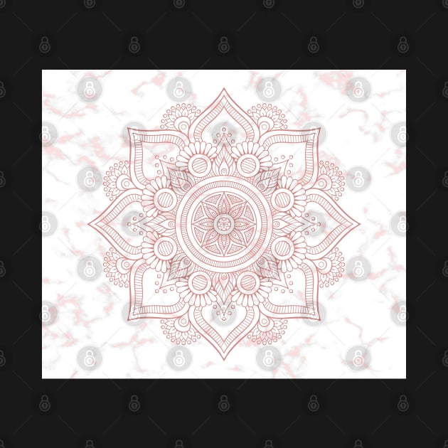 Rose gold mandala, pink marble by DragonTees