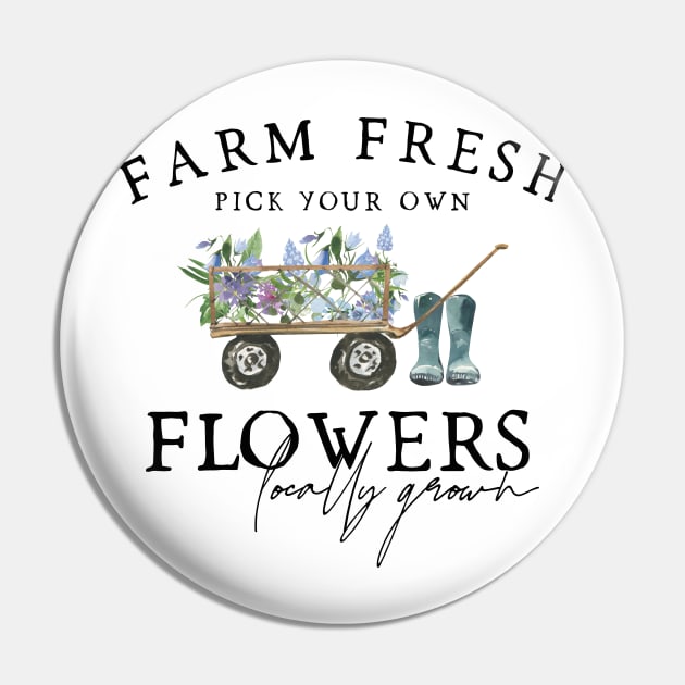 Farm Fresh Flowers Cottagecore Pin by uncommontee