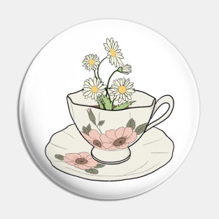 Spring Cottagecore Daisy Tea Cup Pin