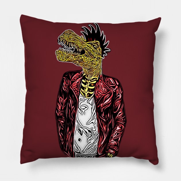 Dino Punk Pillow by BigTexFunkadelic