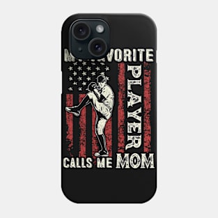 My Favorite Player Calls Me Mom US Flag Baseball Mom Gifts Mothers Day Phone Case