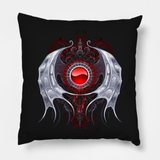 Round banner with silver wings ( Vampire wings ) Pillow