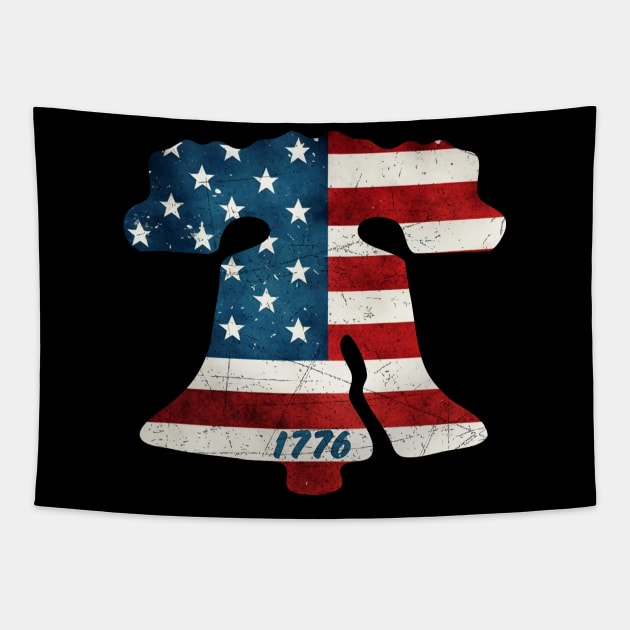 Philadelphia Liberty Bell American Flag Grunge 1776 Stars and Stripes Philly Fan Favorite Tapestry by TeeCreations