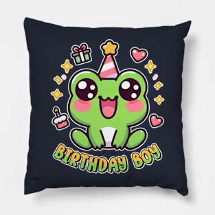 Birthday Boy Frog Kawaii Toad Lover Kids Bday Pillow