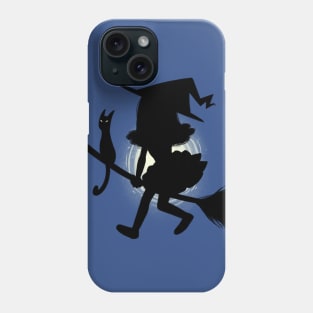 Cute Little Witch on a Broom - Silhouette Design Phone Case