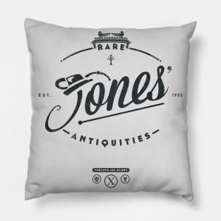 Jones' Rare Antiquities - coal black Pillow