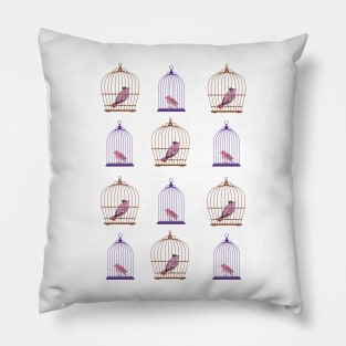 birds in cages Pillow