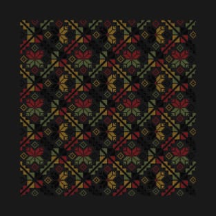 Palestinian Jordanian Traditional Tatreez Cross Stitch Embroidery Art Pattern #12 - color T-Shirt