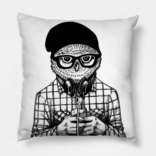 Cool Hipster Owl Pillow