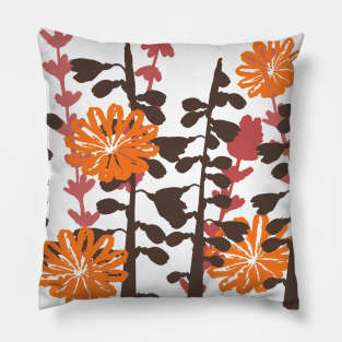 Orange Floral Pattern Pillow