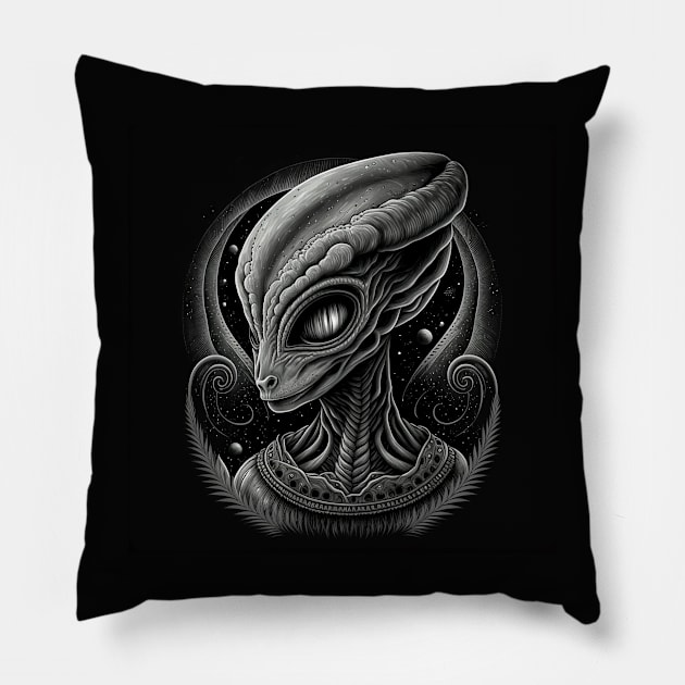 Alien Pillow by Buff Geeks Art