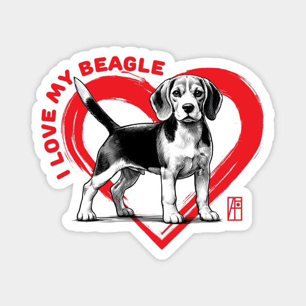 I Love My Beagle - I Love my dog - Cheerful dog Magnet by ArtProjectShop