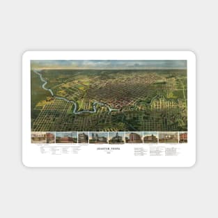 1891 Panoramic Map of Houston Texas Magnet