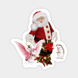 Santa Claus with little bunny Magnet