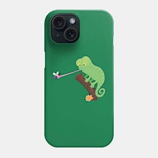 Cute funny green happy chameleon lizard cartoon Phone Case