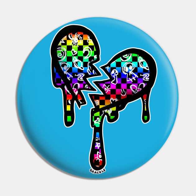 Rainbow Checkerboard Heart Pin by Jan Grackle