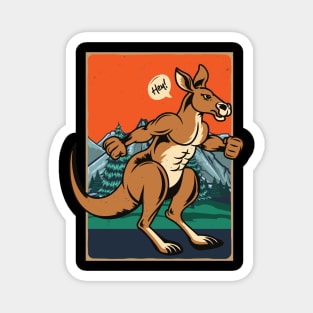 Kangaroo fighter in the big forest Magnet