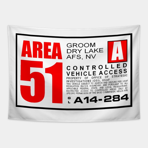 Area 51 Perimiter Warning Sign - Red Tapestry by Starbase79