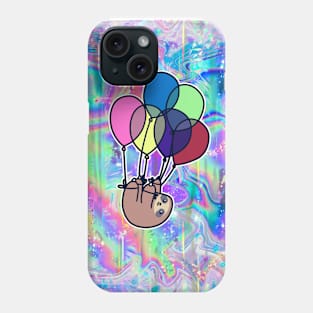 Upside Down Balloon Sloth Rainbow Holographic Phone Case