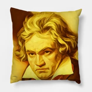 Ludwig van Beethoven Golden Colourful Portrait | Ludwig van Beethoven Artwork 8 Pillow