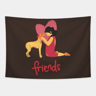 Girl and Dog Best Friends Tapestry