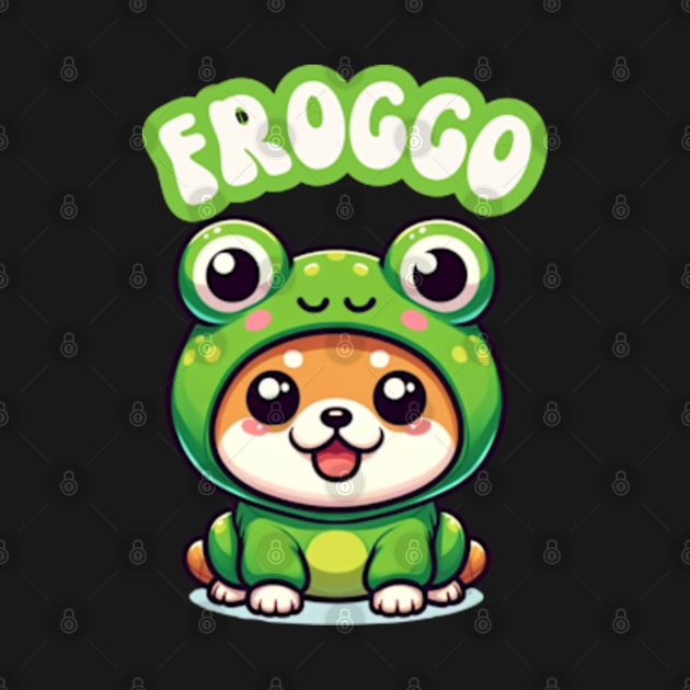 Froggo Cute Kawaii Dog in Frog Costume Puppy Toad by Lavender Celeste