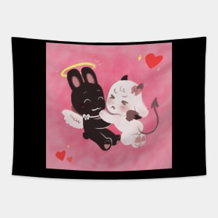 Devil angel bunnies Tapestry