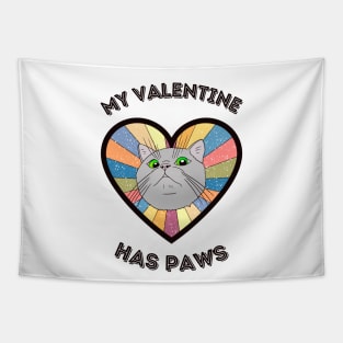 My Valentine has paws- a retro vintage design with a cute cat Tapestry