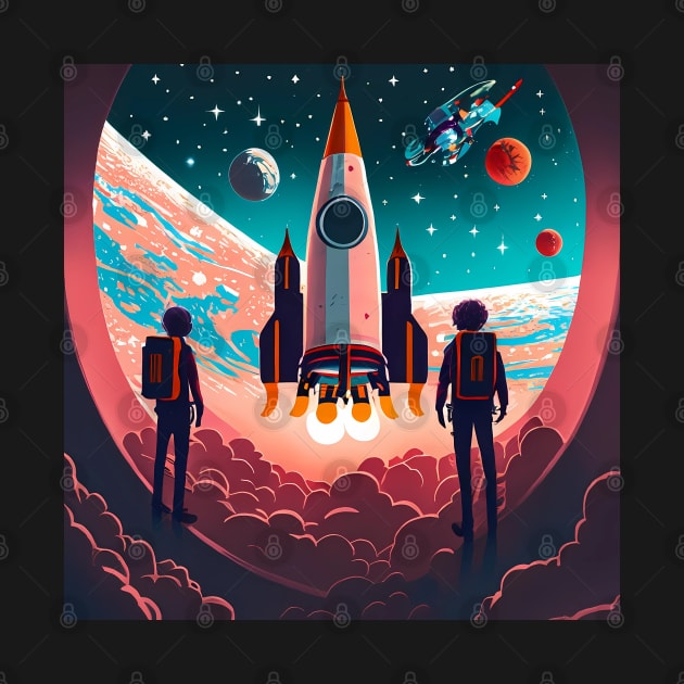 Rocket Launch in Space by FrogAndToadsWorkshop