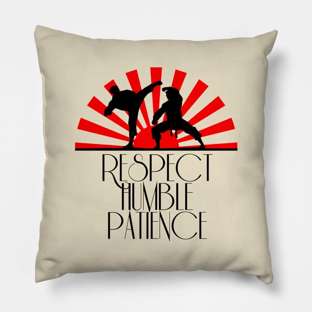 Tae Kwon Do - Respect, Humble, Patience Pillow by WaltTheAdobeGuy