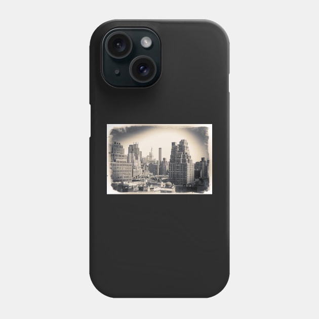 Postcard in black and white, Midtown Manhattan skyline Phone Case by Reinvention