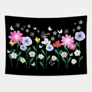 Flower Face Mask, Flower and Butterfly Face Mask, Floral Face Mask. Tapestry