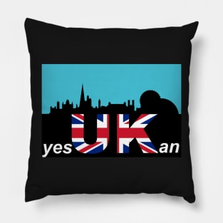 UK, flag, London cityscape Pillow