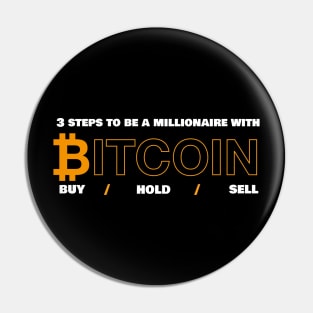 3 steps to be millionaire witch bitcoin, buy, hold, sell Pin