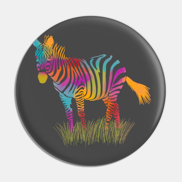 Rainbow Colored Zebra Pin by Alissa Carin