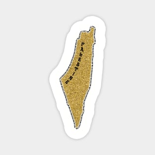 Palestinian Gold Glitter Map Area 27027 KM2 Palestine Will Be Free Solidarity Design -blk Magnet