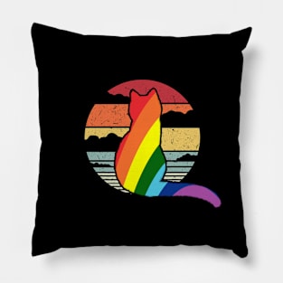 Cat LGBT Flag Vintage Style Pillow