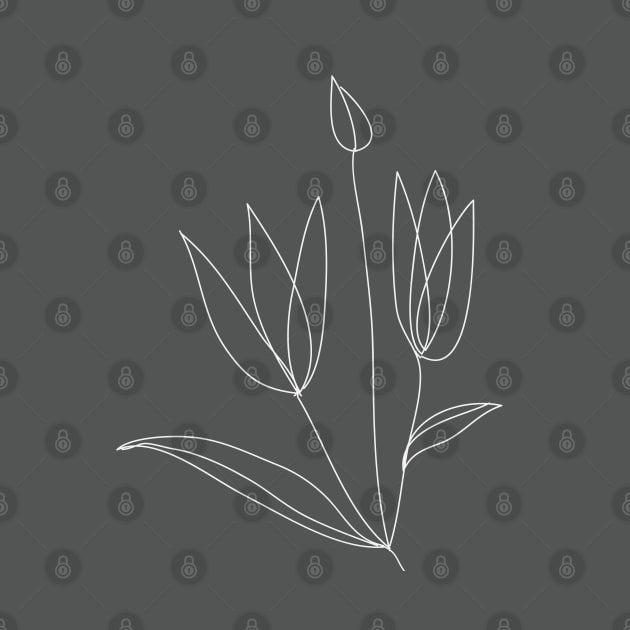 tulip flower bunch line art by 4wardlabel