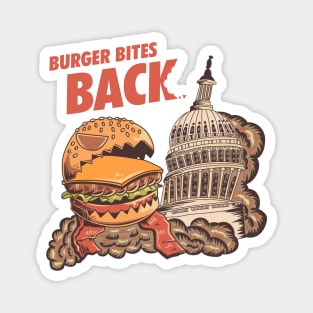 Burger Bites Back Funny Halloween Design (Light, Red Text) Magnet