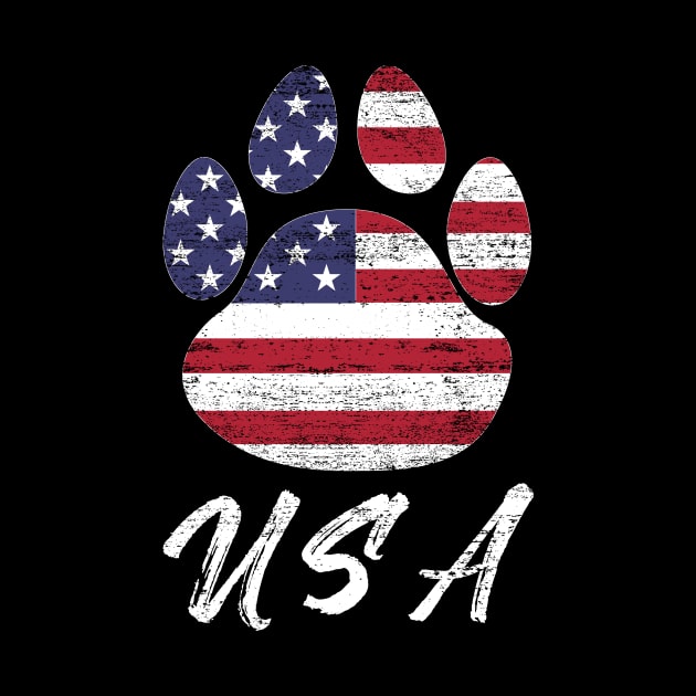 Dog paw print American flag USA tshirt by bbreidenbach