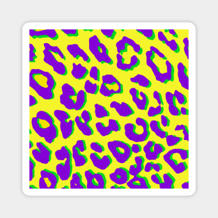 Leopard Print Purple Yellow Green Magnet