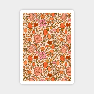 Colourful Summer Floral Fruit Pattern Magnet