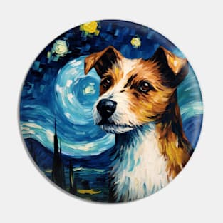 Jack Russell terrier painted in Vincent Van Gogh style Pin