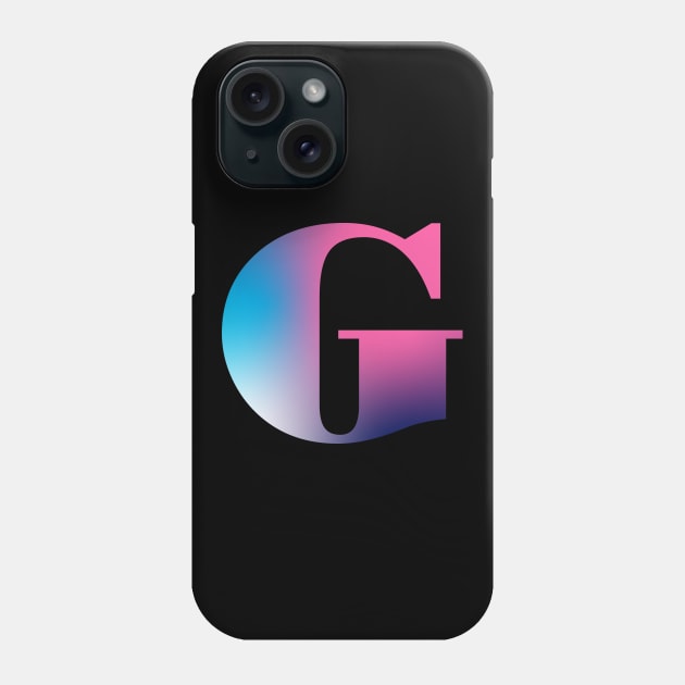 Capital Letter G Monogram Gradient Pink Blue White Phone Case by Terriology