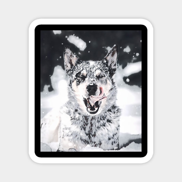 Wolf snow dog Magnet by miamia