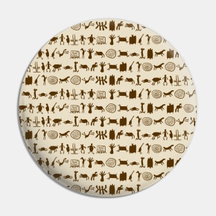 Ancient petroglyphs and cave paintings pattern art Pin