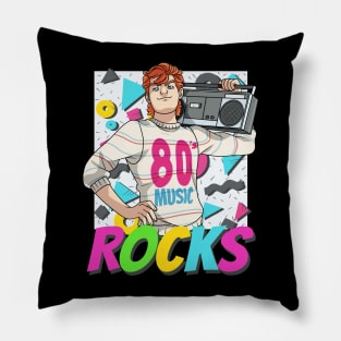 80's Music Rocks Eighties Lover Nostalgia Boombox Pillow