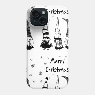 Christmas Gnomes Black On White Phone Case