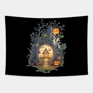 Enchanted forest halloween Pumpkin Sticker Tapestry